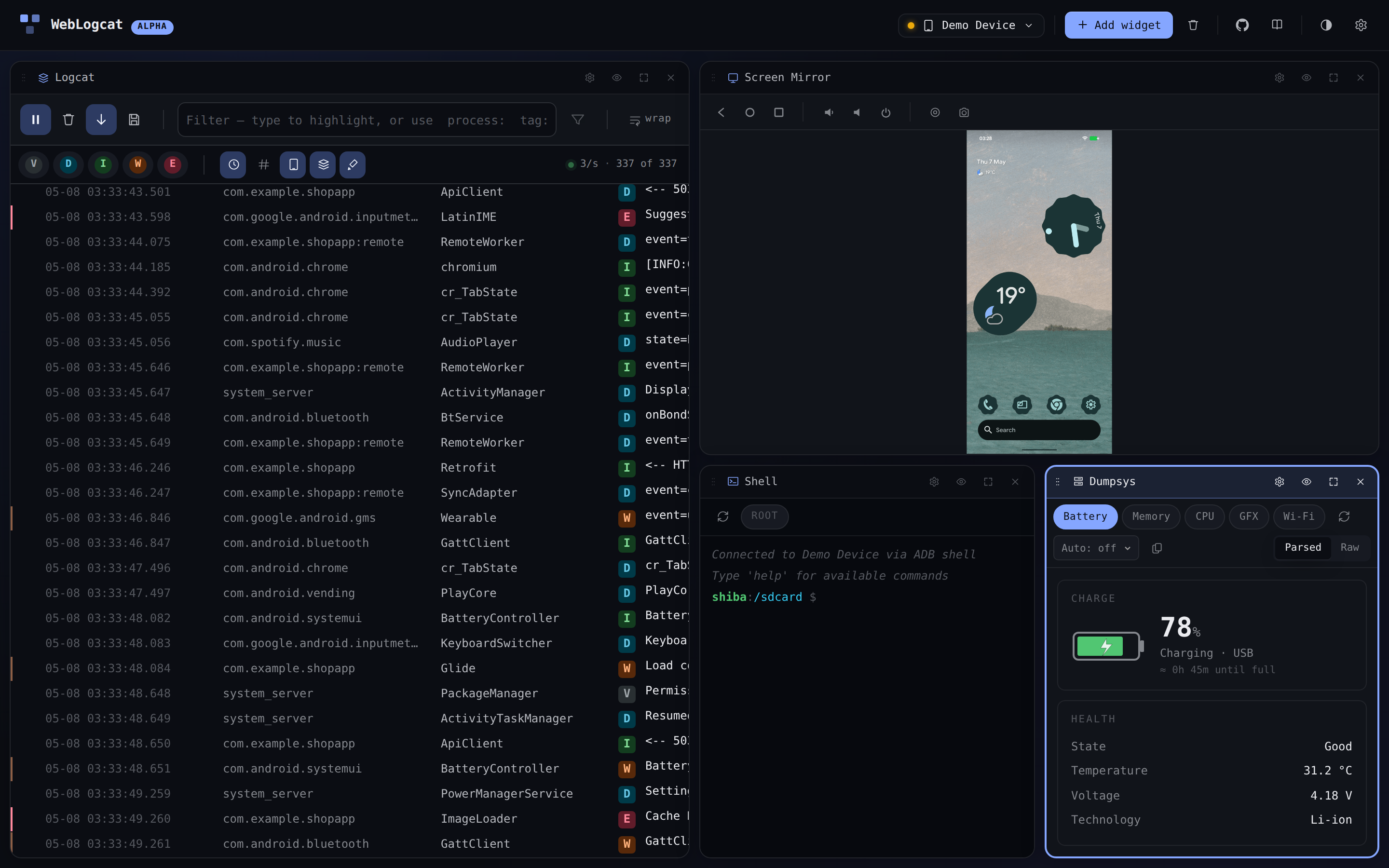 Dashboard layout